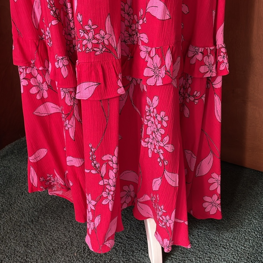 Floral Ruffle Red Dress - Picture 6 of 16